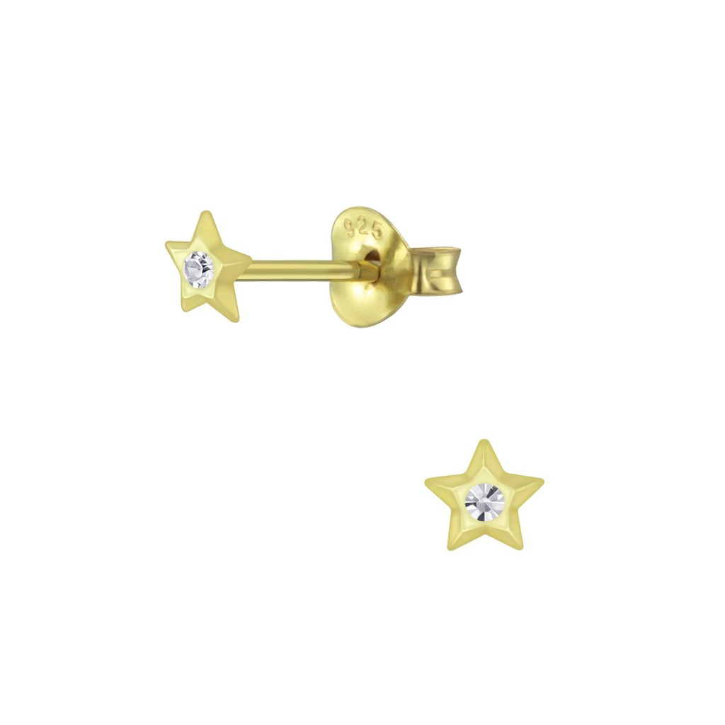 Silver Star Crystal Stud Earrings