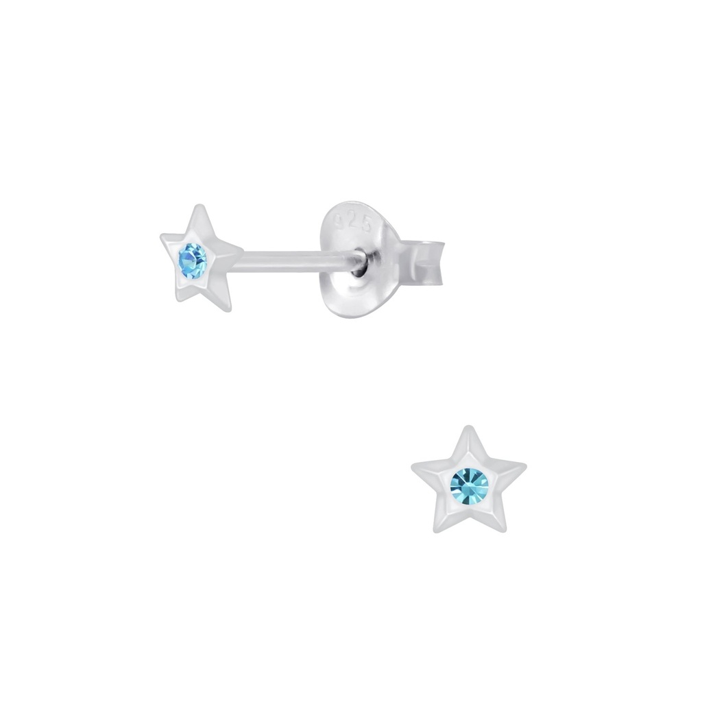 Puces d'oreilles en argent cristal étoile