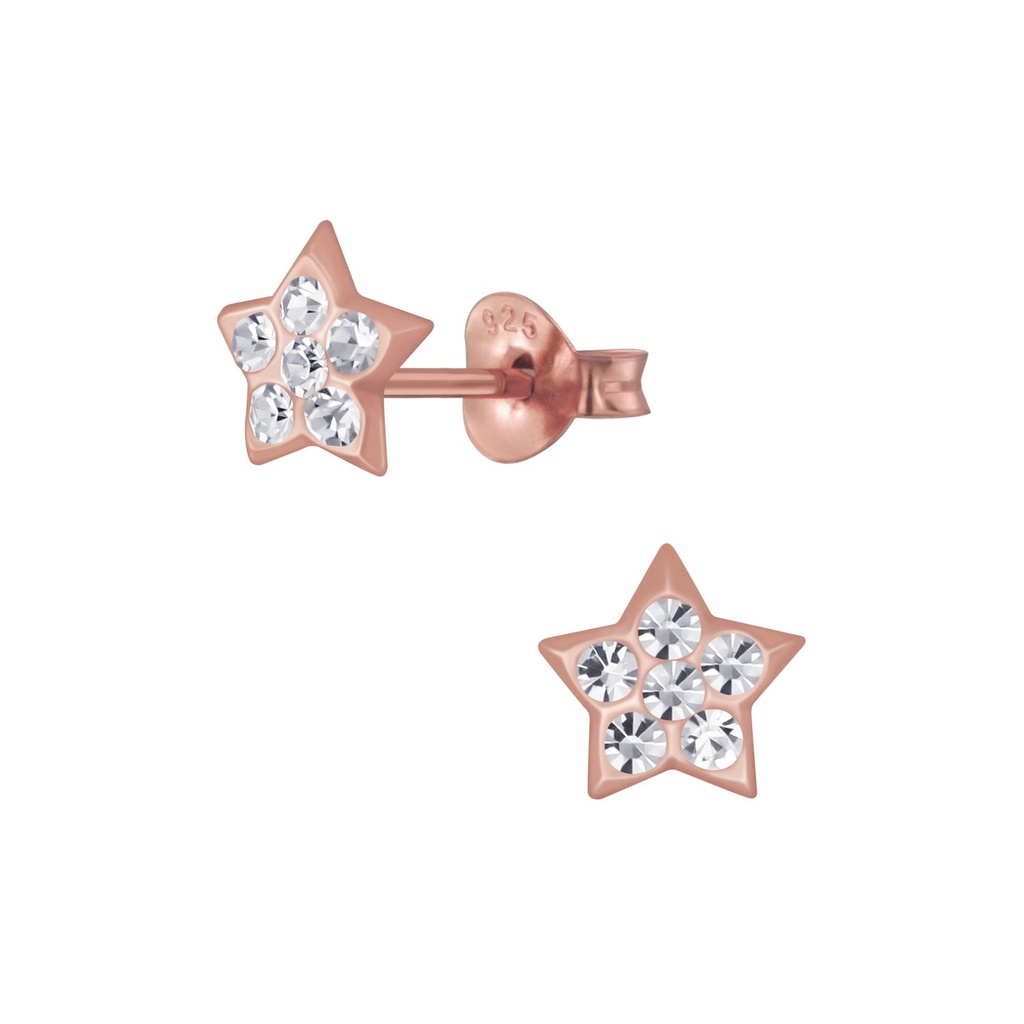 Silver Star Crystal Stud Earrings