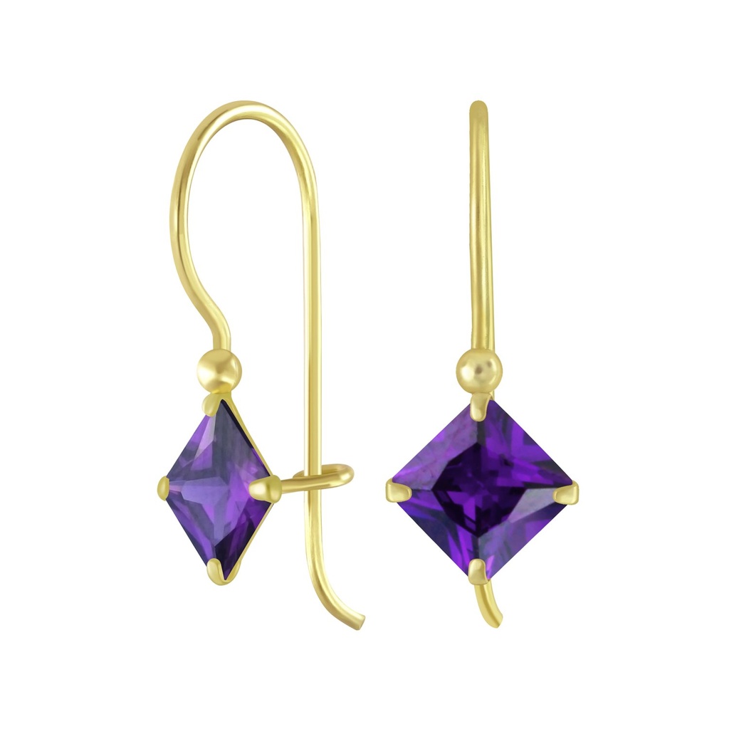 6mm Square Cubic Zirconia Silver Earrings