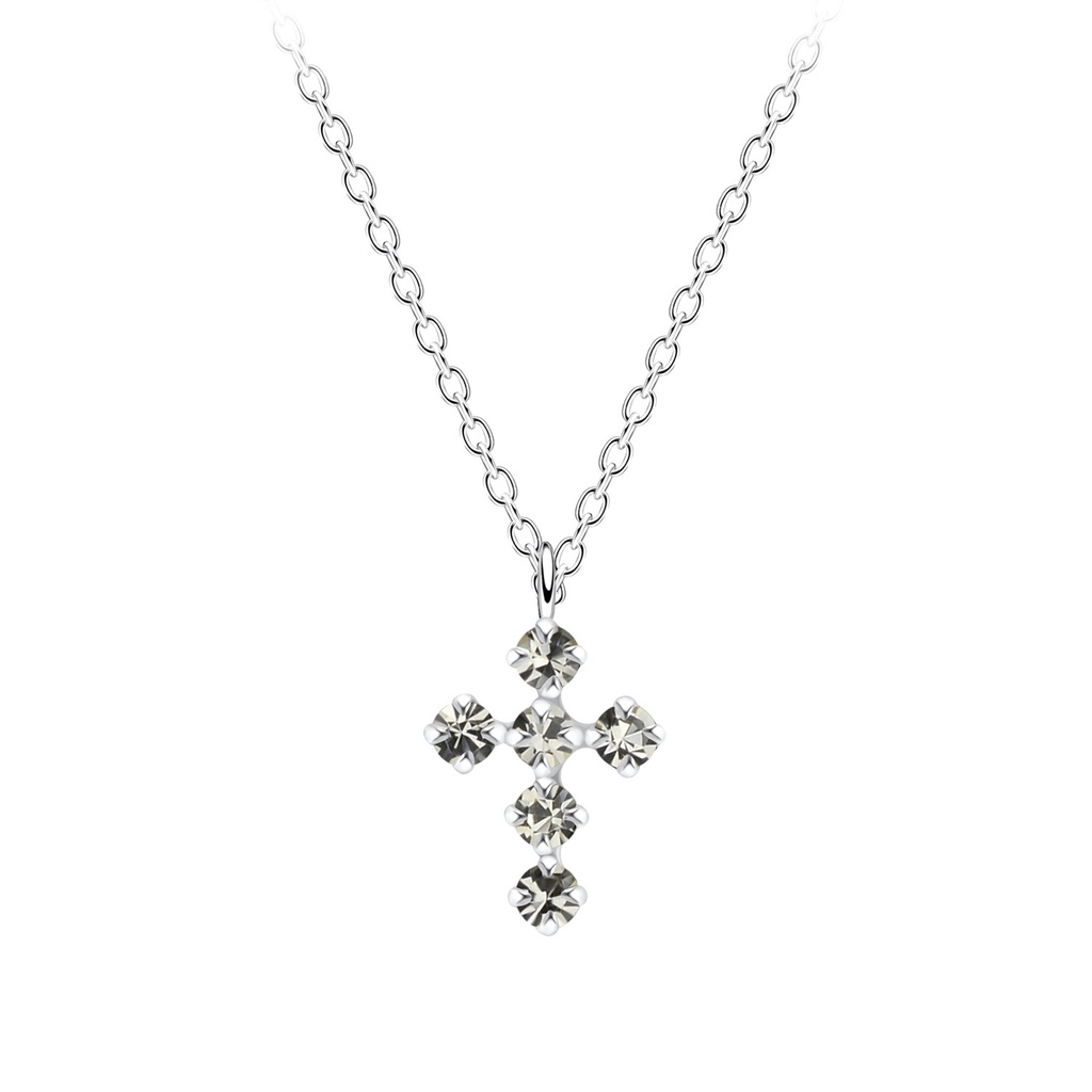 [10006764] Collier croix en argent cristal (Black Diamond)