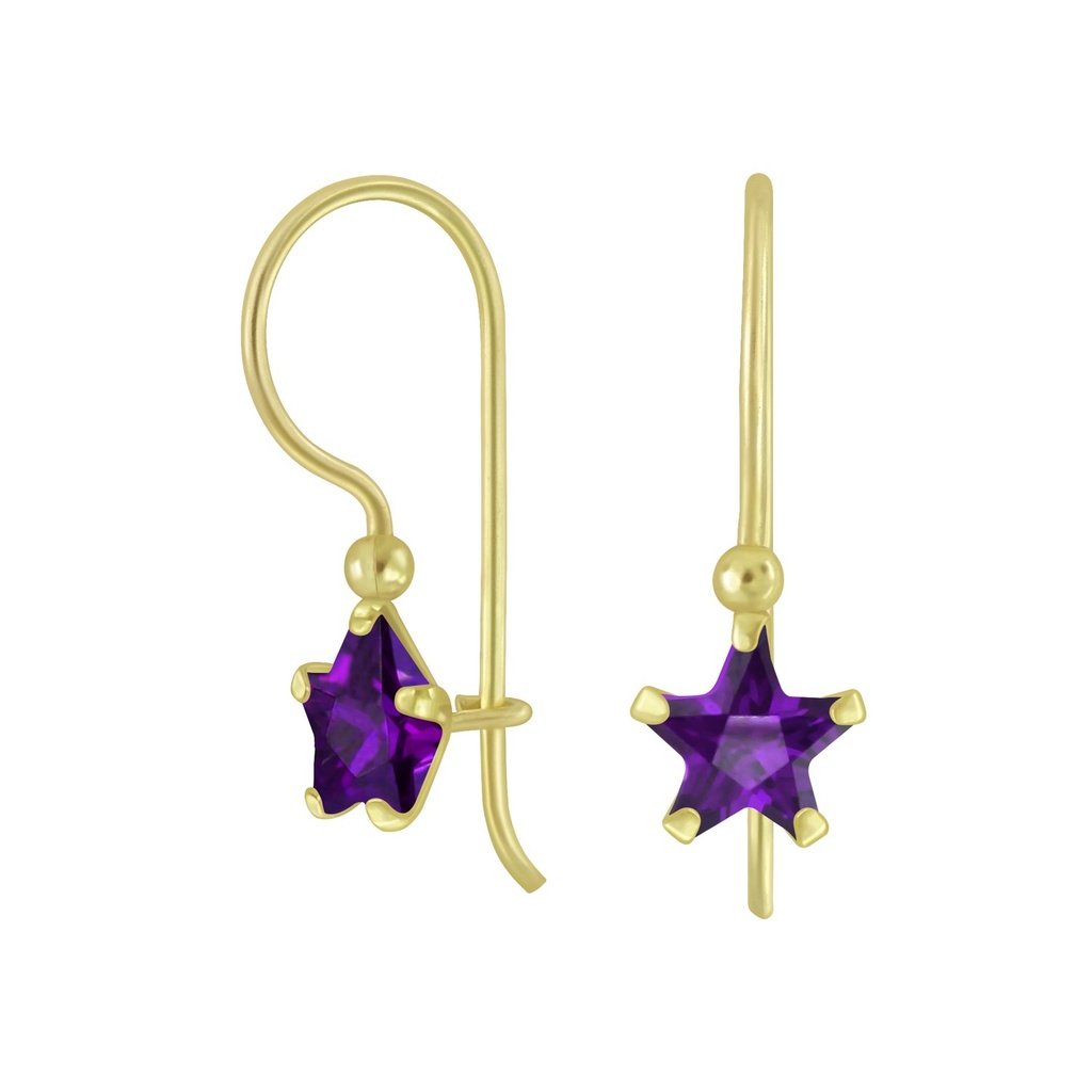 6mm Star Cubic Zirconia Silver Earrings