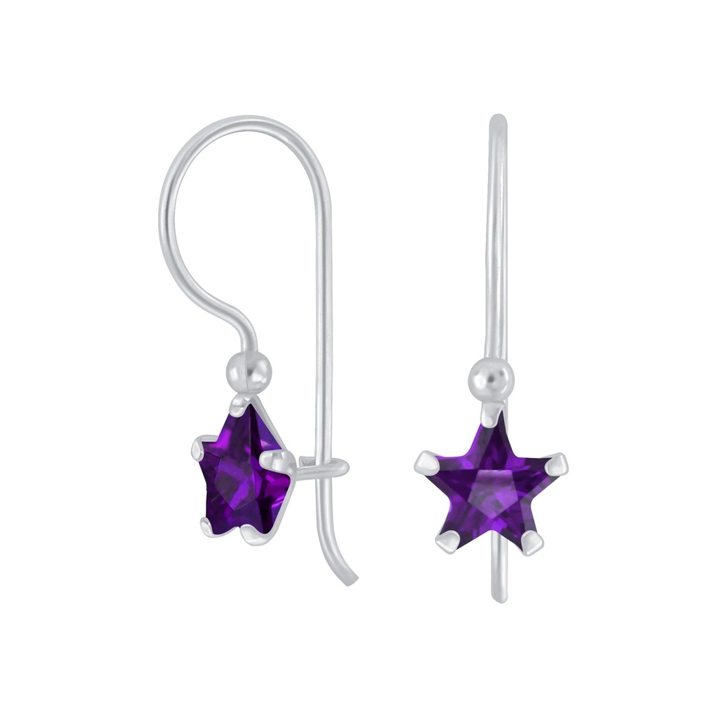Boucles d'oreilles en argent zircon étoile 6 mm