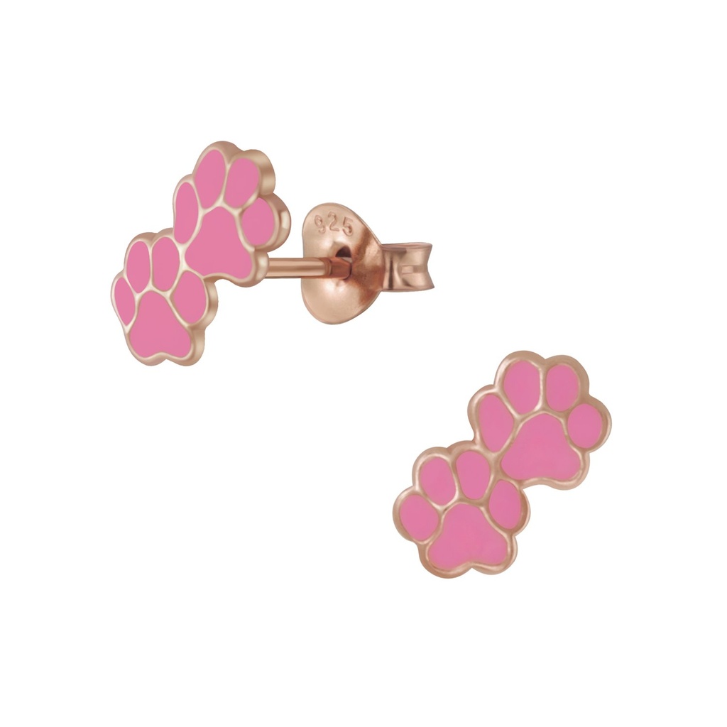 Silver Paw Print Stud Earrings