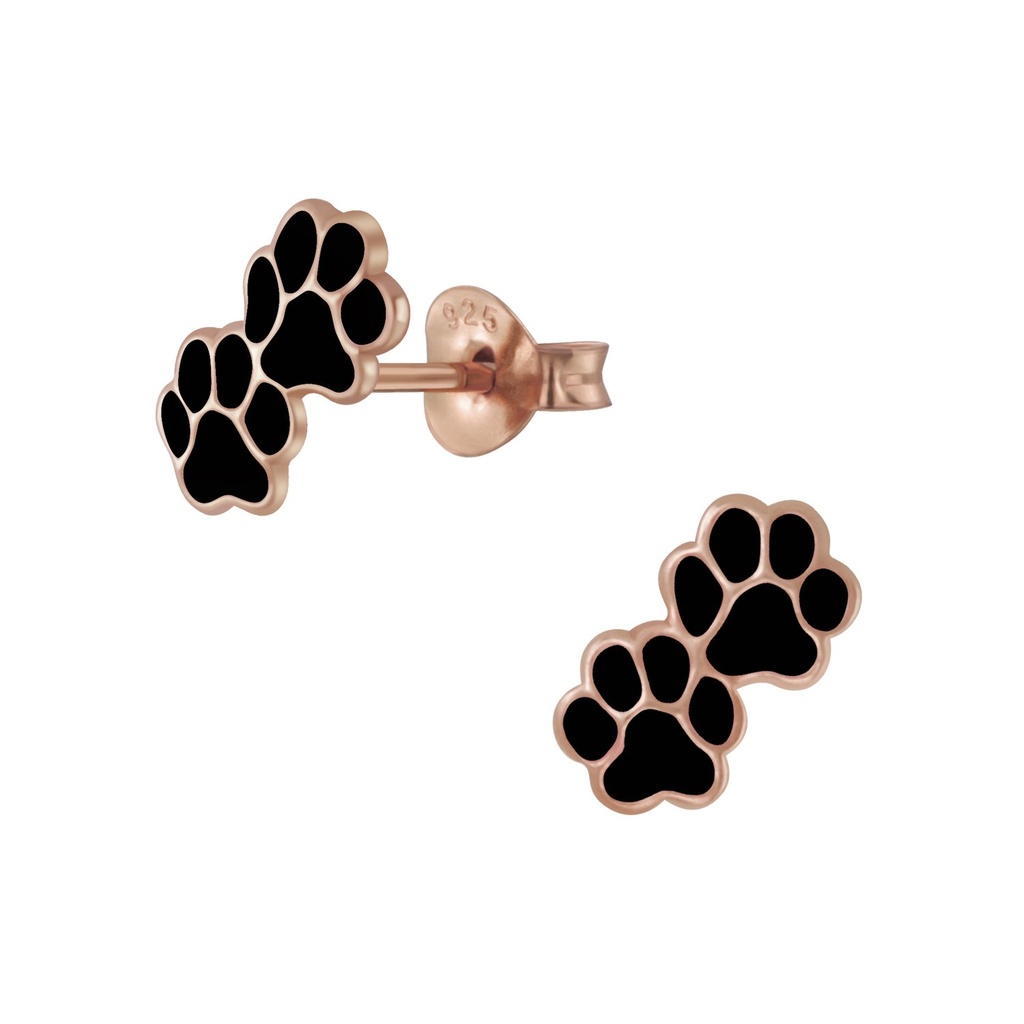 Silver Paw Print Stud Earrings