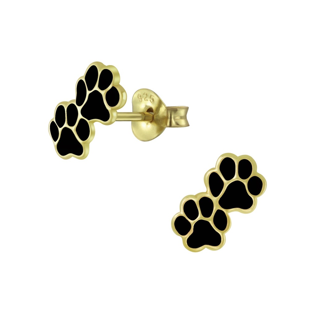Silver Paw Print Stud Earrings