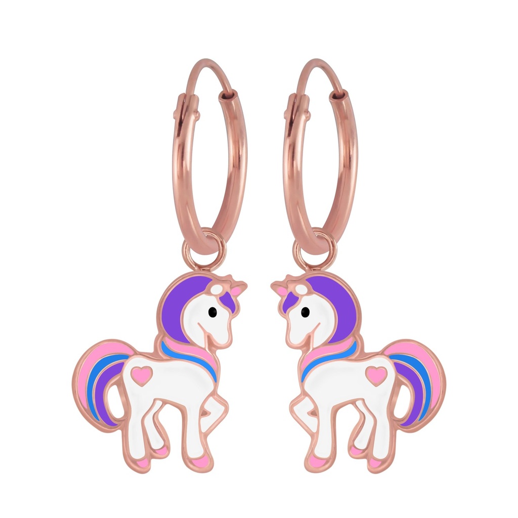 Créoles breloque licorne en argent