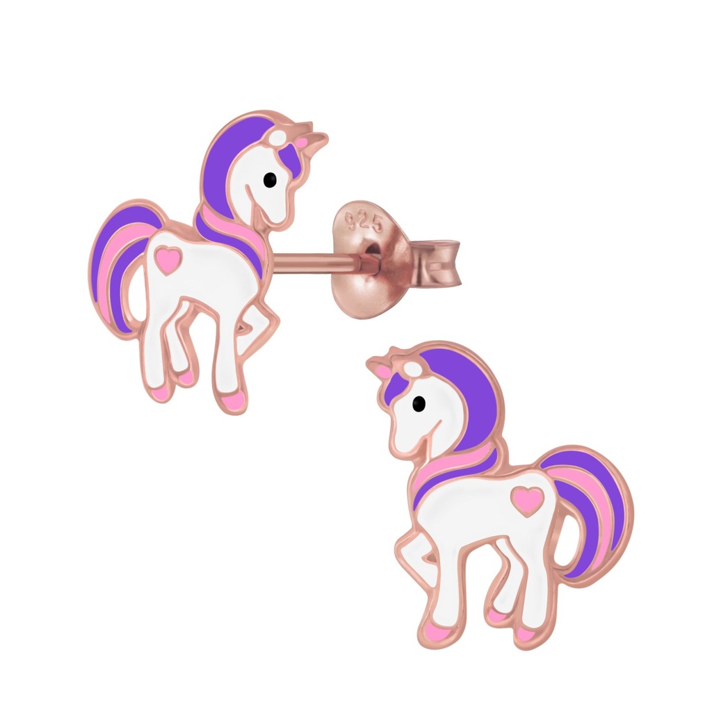 Silver Unicorn Stud Earrings