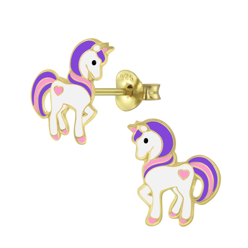 [10005833] Puces d'oreilles licorne en argent