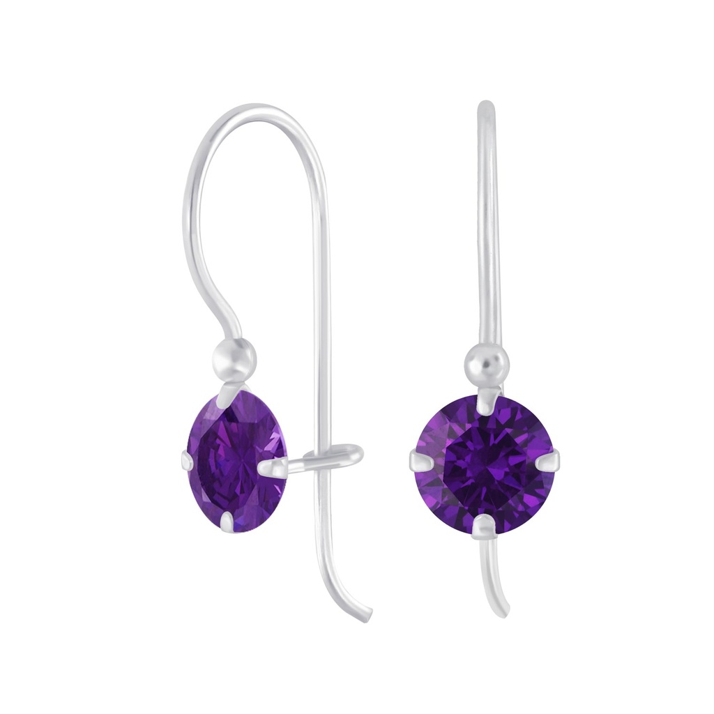 Boucles d'oreilles en argent zircon rond 6 mm