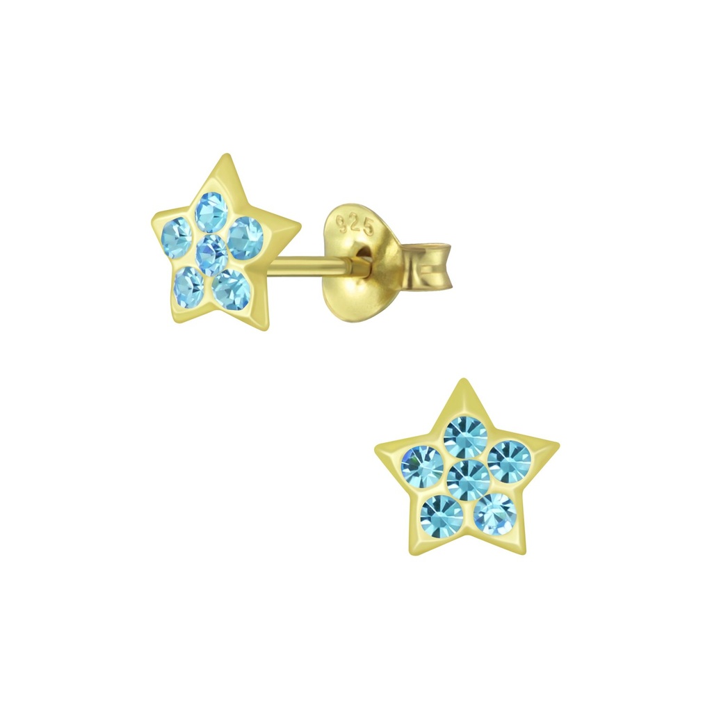 Silver Star Crystal Stud Earrings