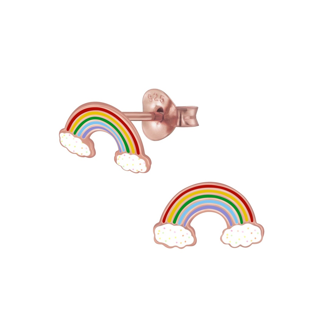 Puces d'oreilles arc-en-ciel en argent