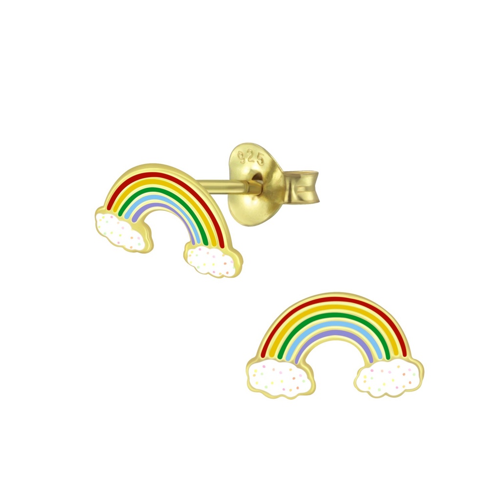Puces d'oreilles arc-en-ciel en argent
