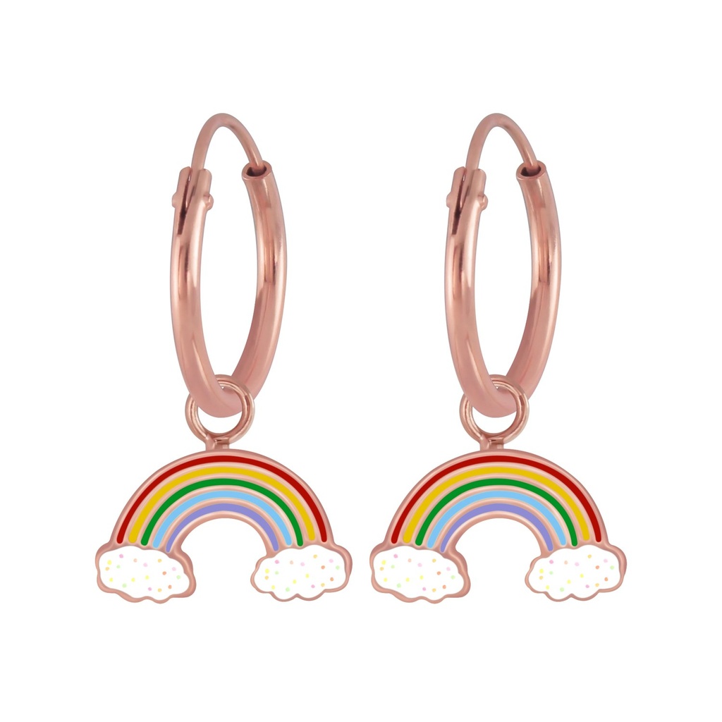 Créoles breloque arc-en-ciel en argent