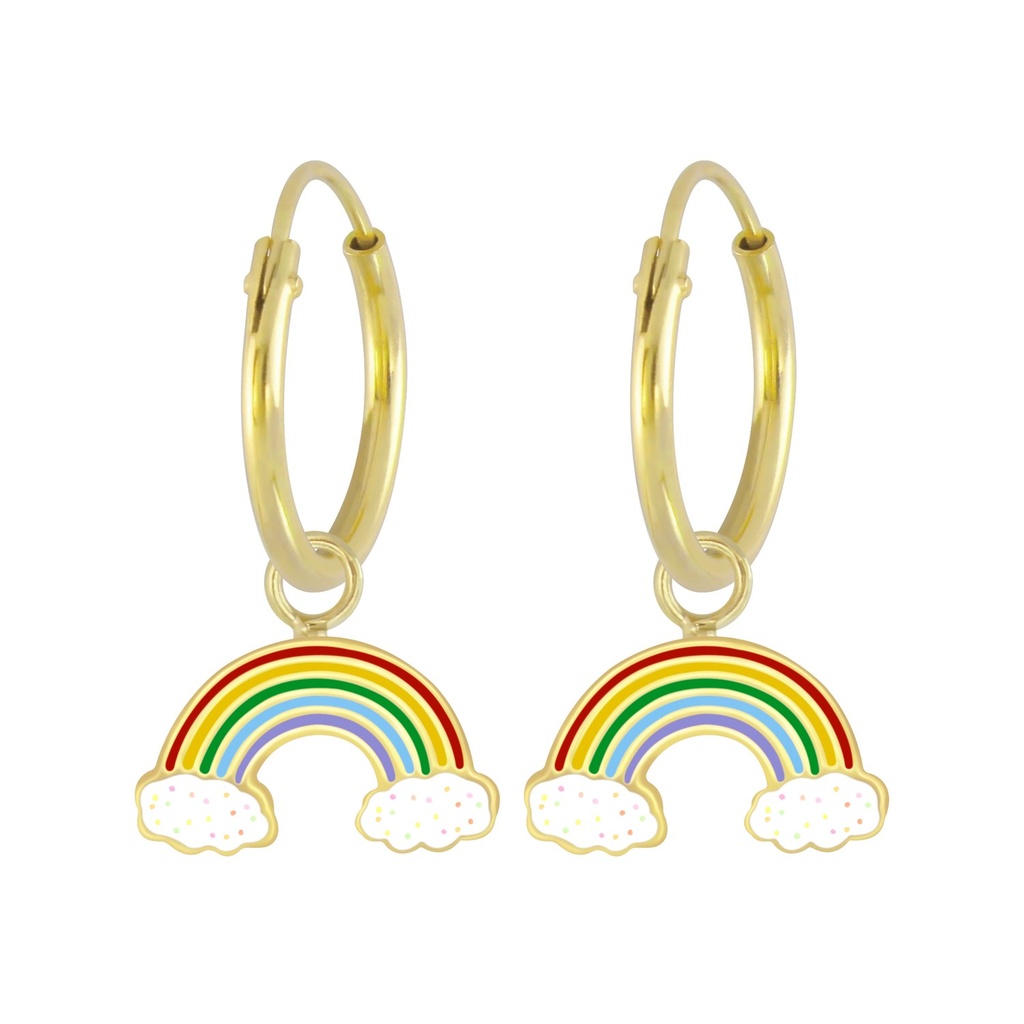 Créoles breloque arc-en-ciel en argent