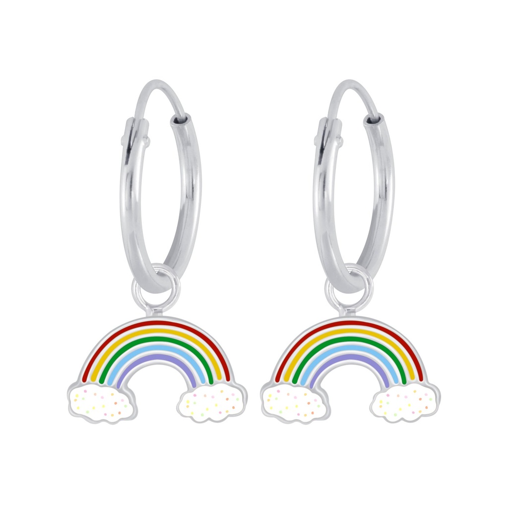 Créoles breloque arc-en-ciel en argent