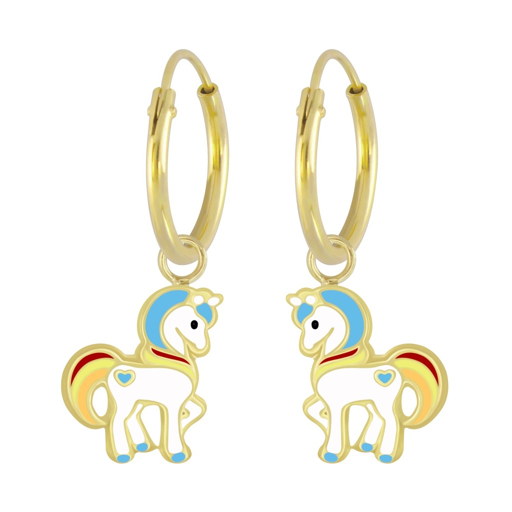 Silver Unicorn Hoop Earrings
