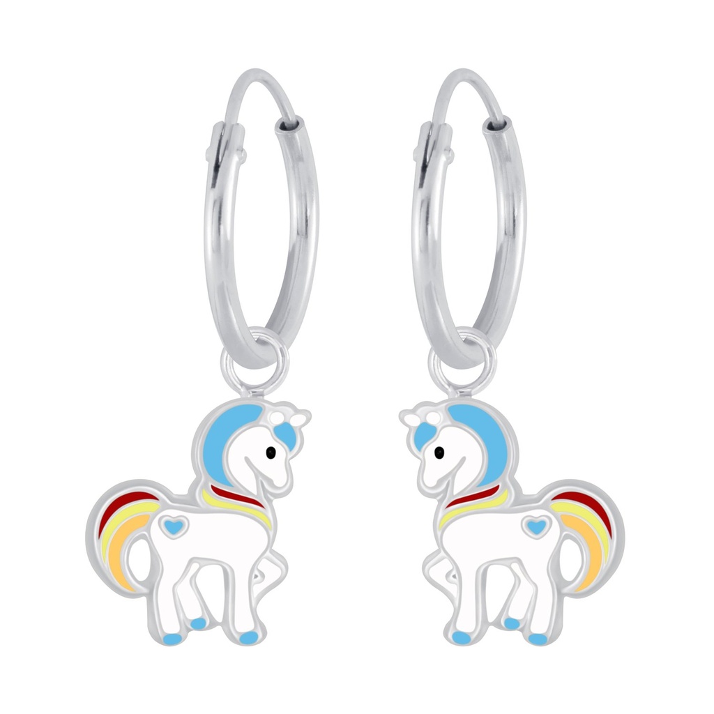 Silver Unicorn Hoop Earrings