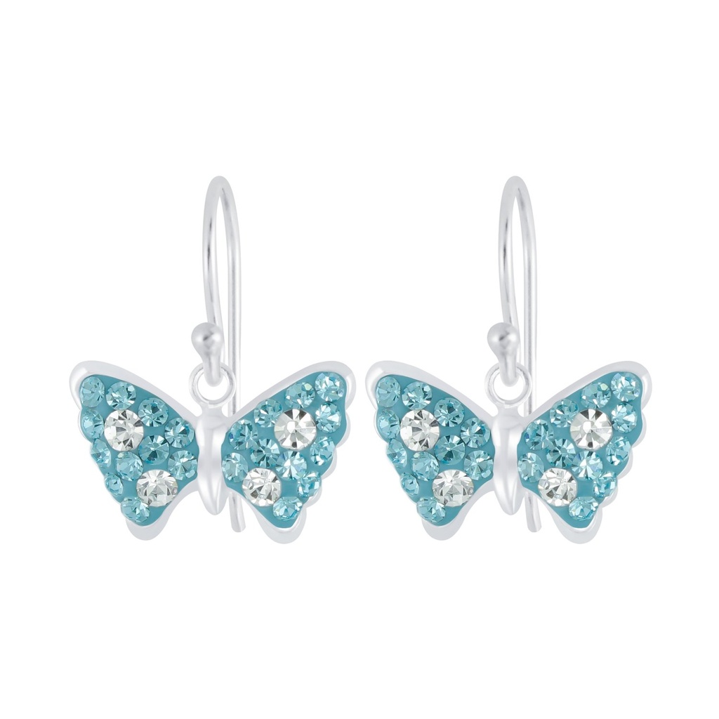 [10005837] Silver Butterfly Crystal Earrings