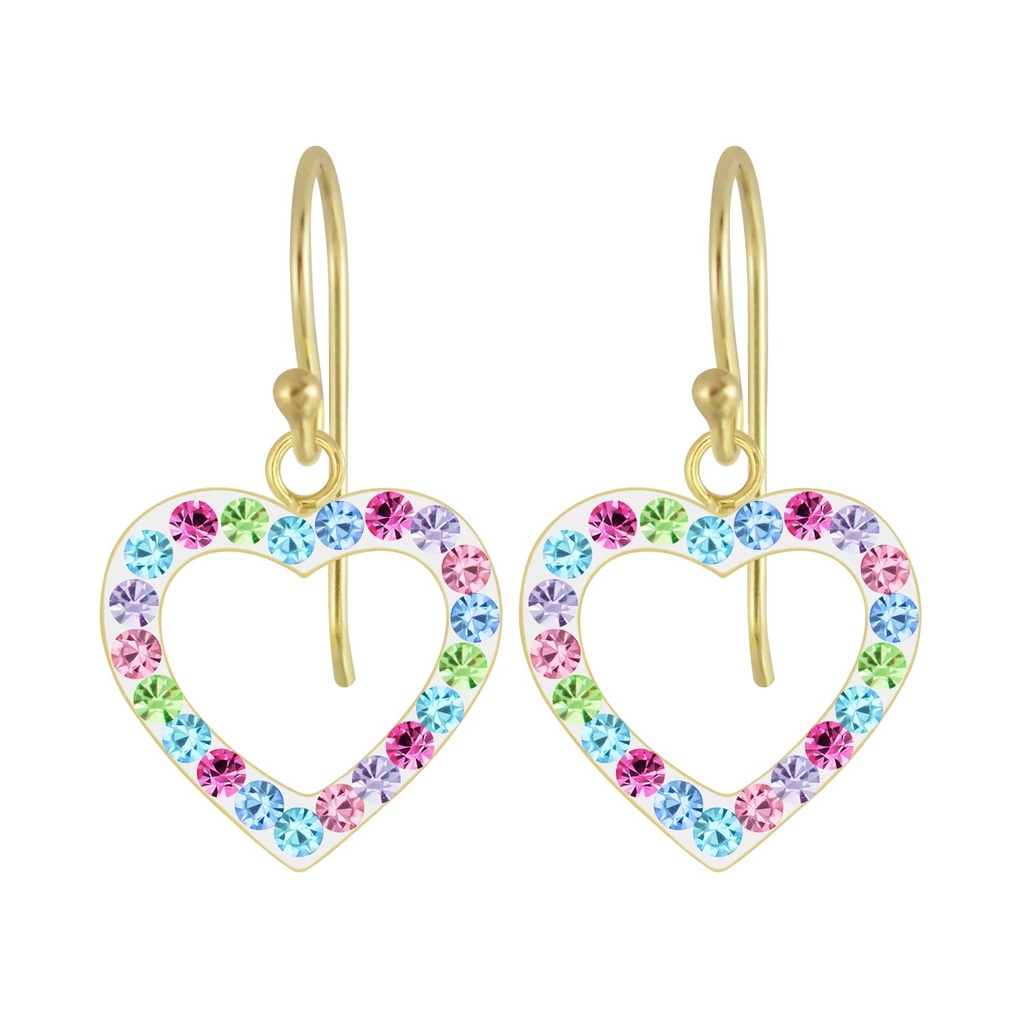 Silver Heart Crystal Earrings