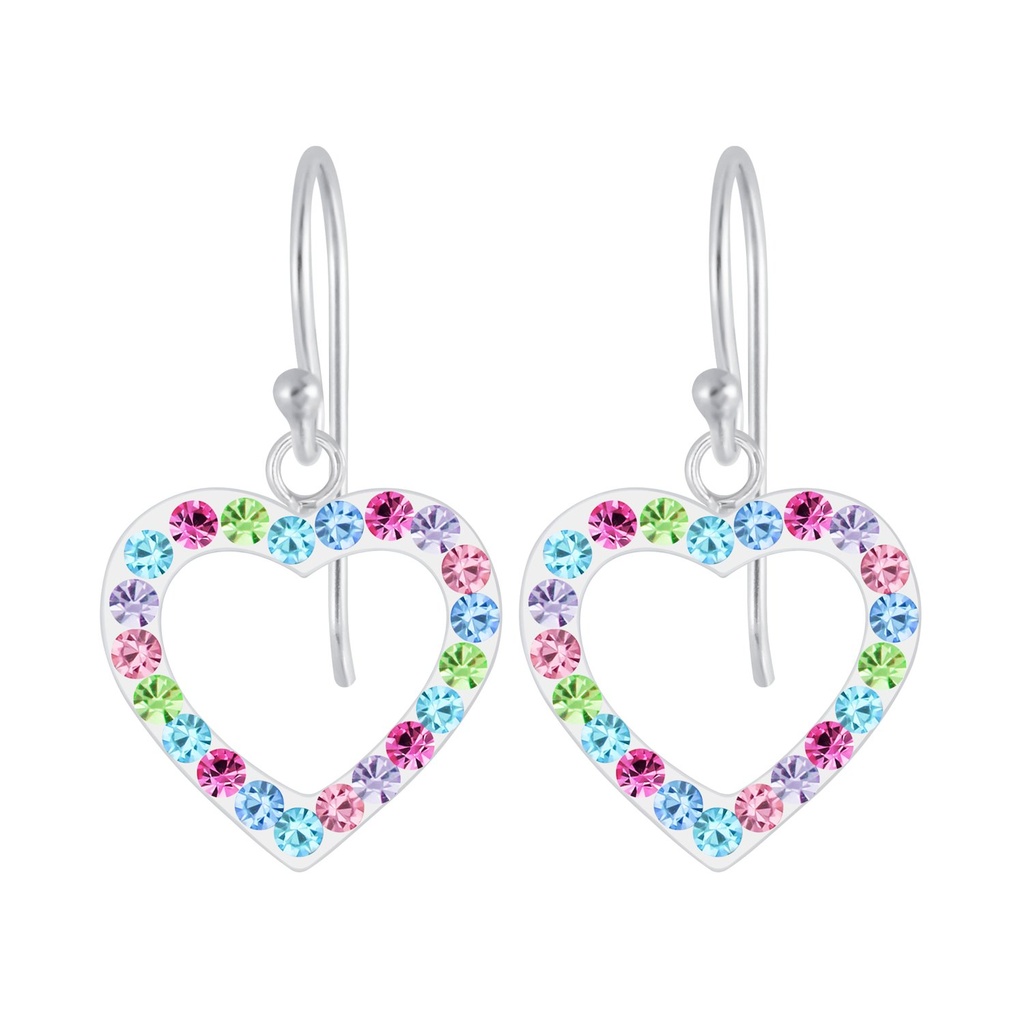 Boucles d'oreilles en argent cristal cœur