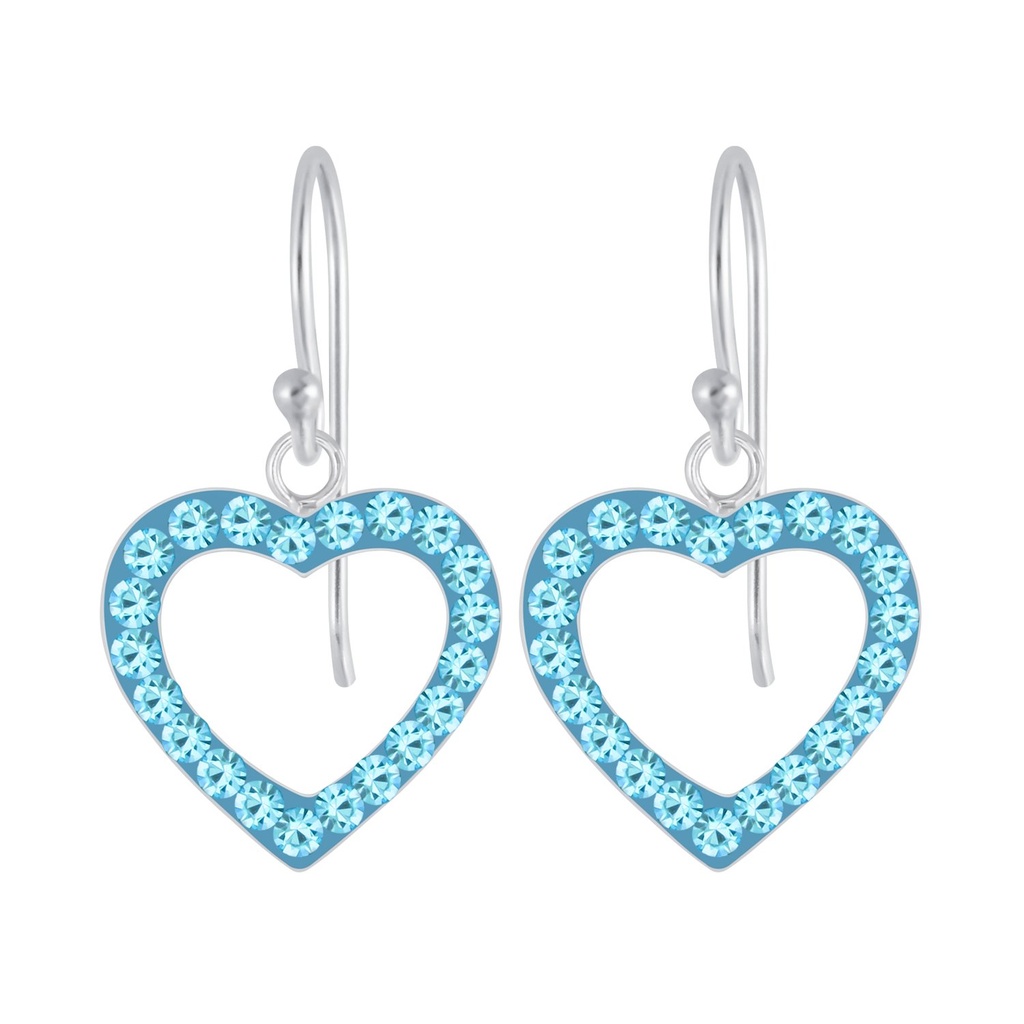 Boucles d'oreilles en argent cristal cœur