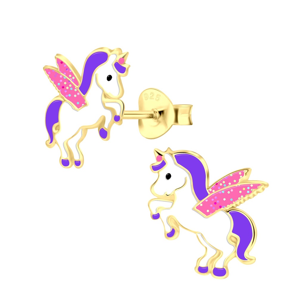 Silver Unicorn Stud Earrings