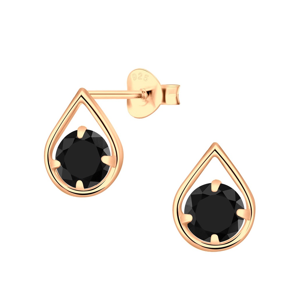 Silver Tear Drop Cubic Zirconia Stud Earrings