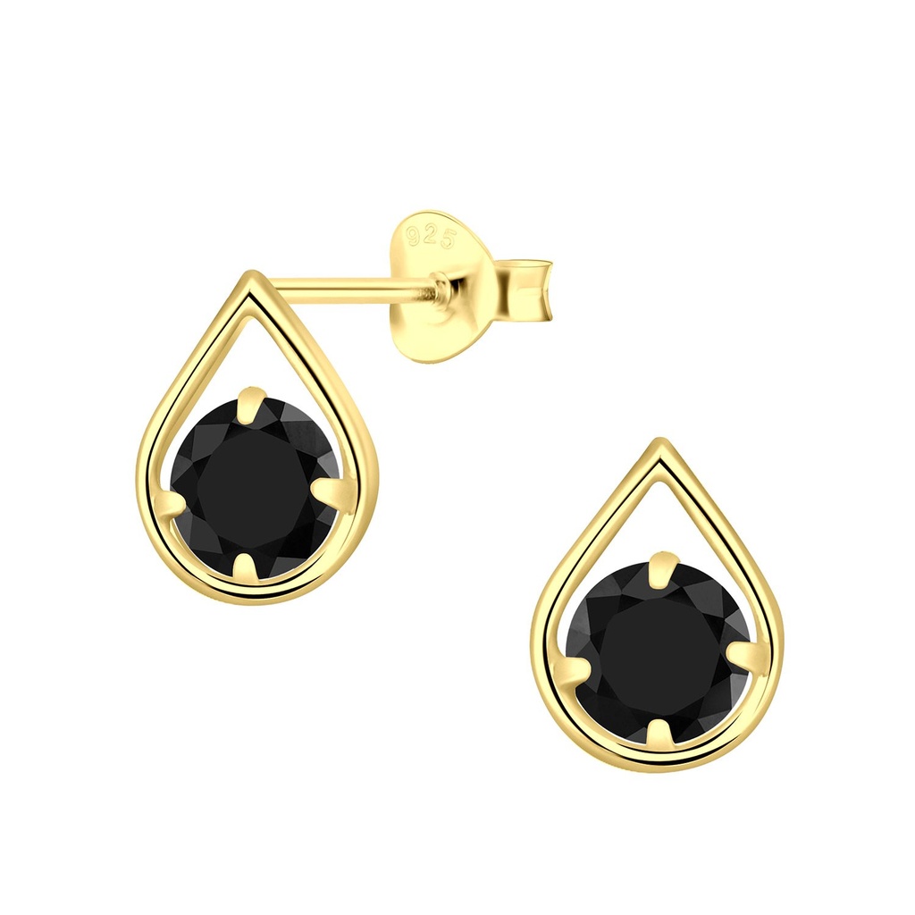 Puces d'oreilles goutte en argent zircon