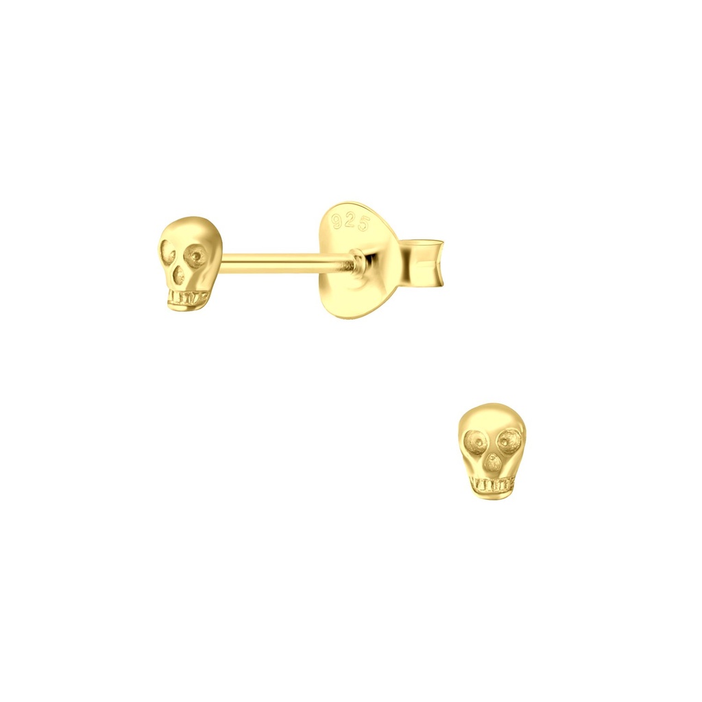 Puces d'oreilles tête de mort en argent