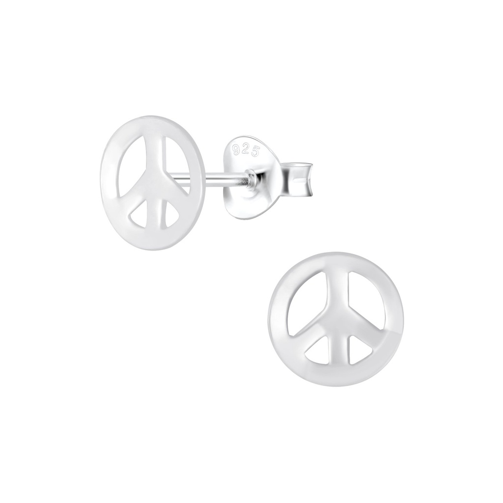 Puces d'oreilles symbole paix en argent