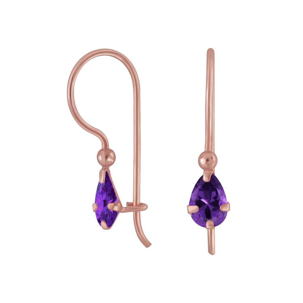 Boucles d'oreilles en argent zircon poire 4X6 mm