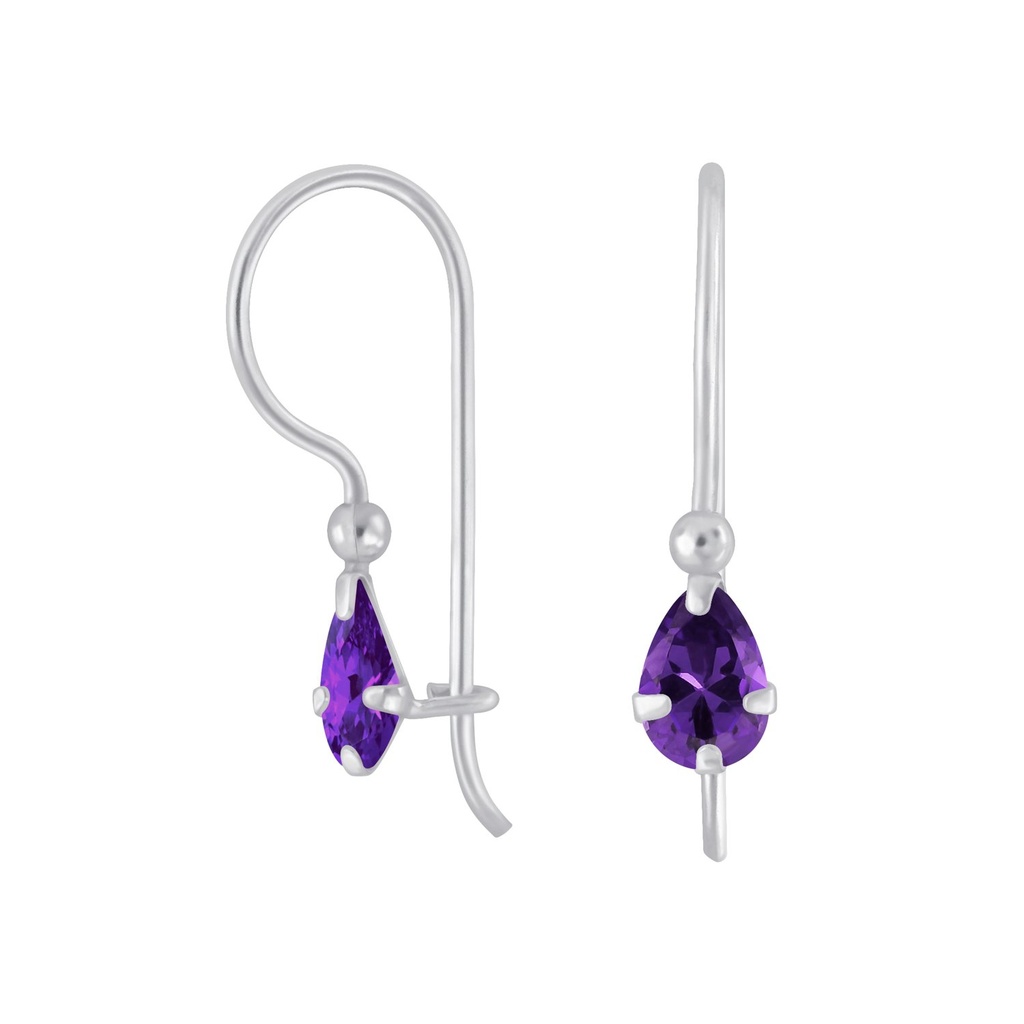Boucles d'oreilles en argent zircon poire 4X6 mm