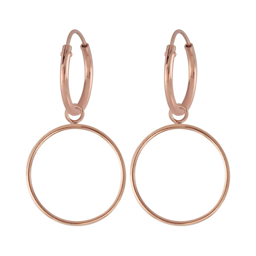Silver Circle Charm Hoop Earrings