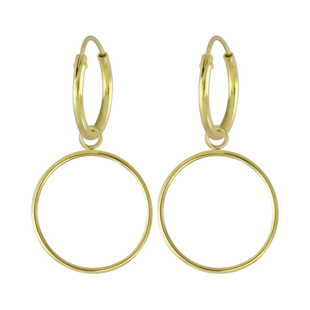Silver Circle Charm Hoop Earrings