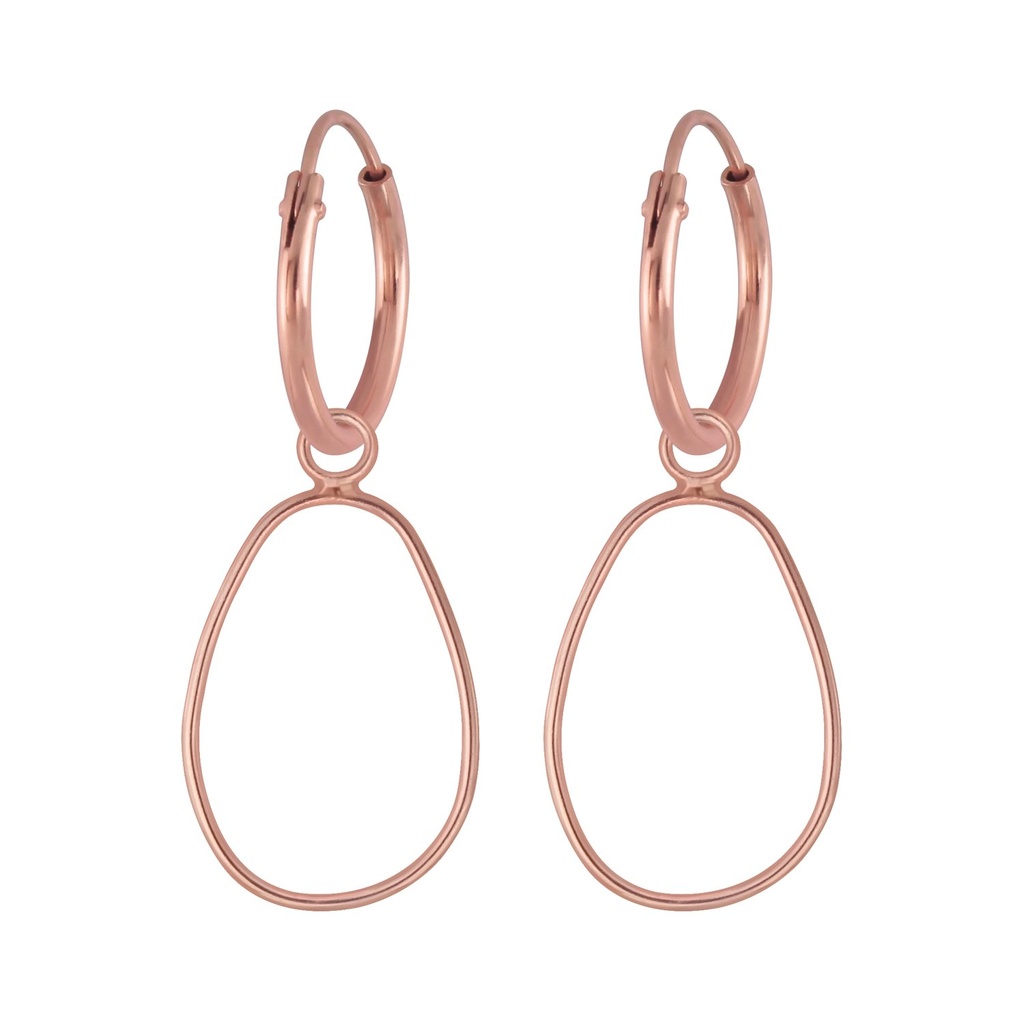 Silver Wire Charm Hoop Earrings