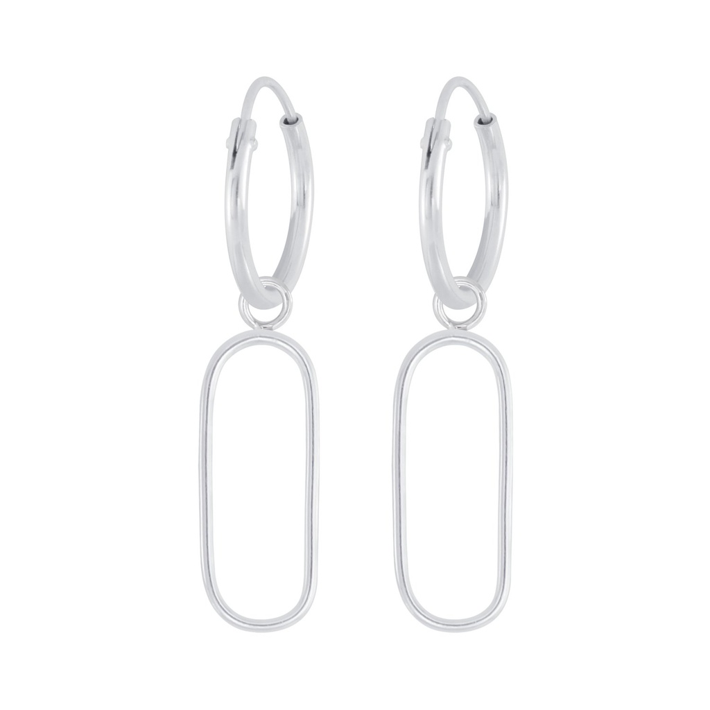 Silver Wire Charm Hoop Earrings