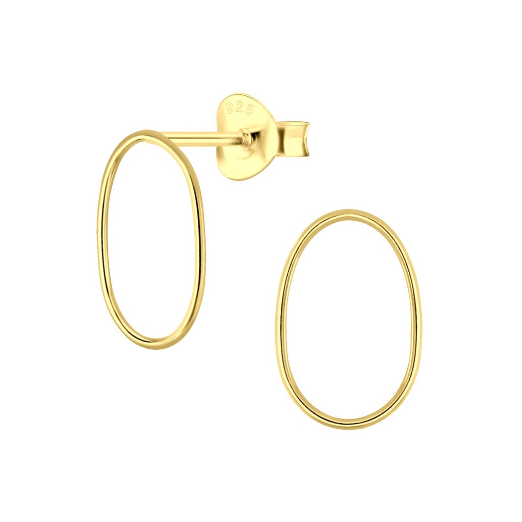 [10006461] Silver Oval Stud Earrings