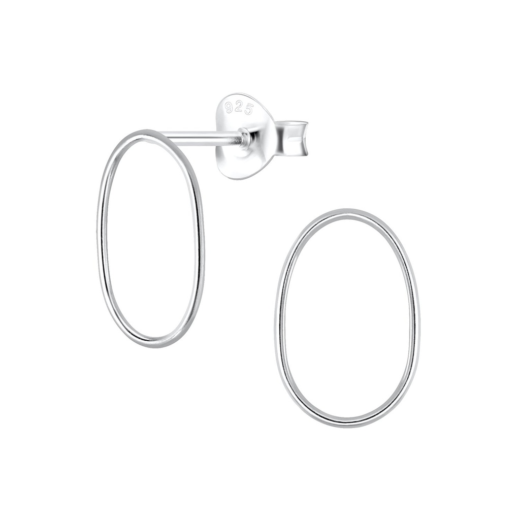 Silver Oval Stud Earrings
