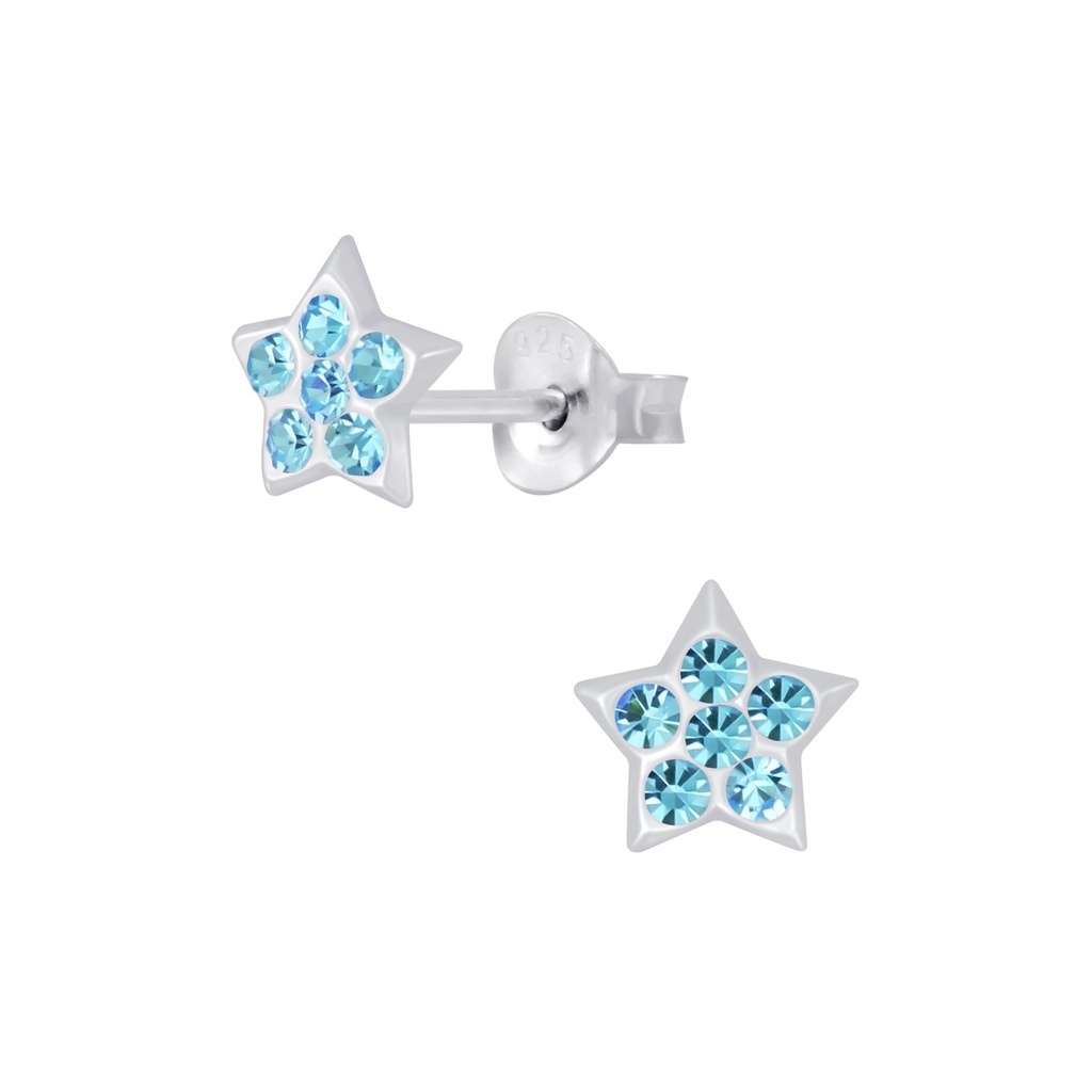 Puces d'oreilles en argent cristal étoile