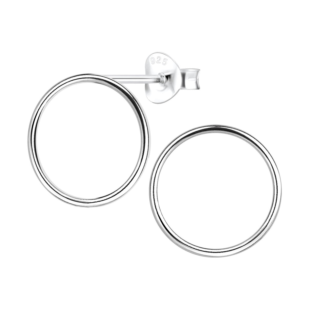 Silver Circle Stud Earrings