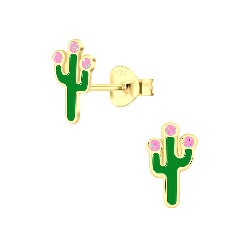 Puces d'oreilles cactus en argent
