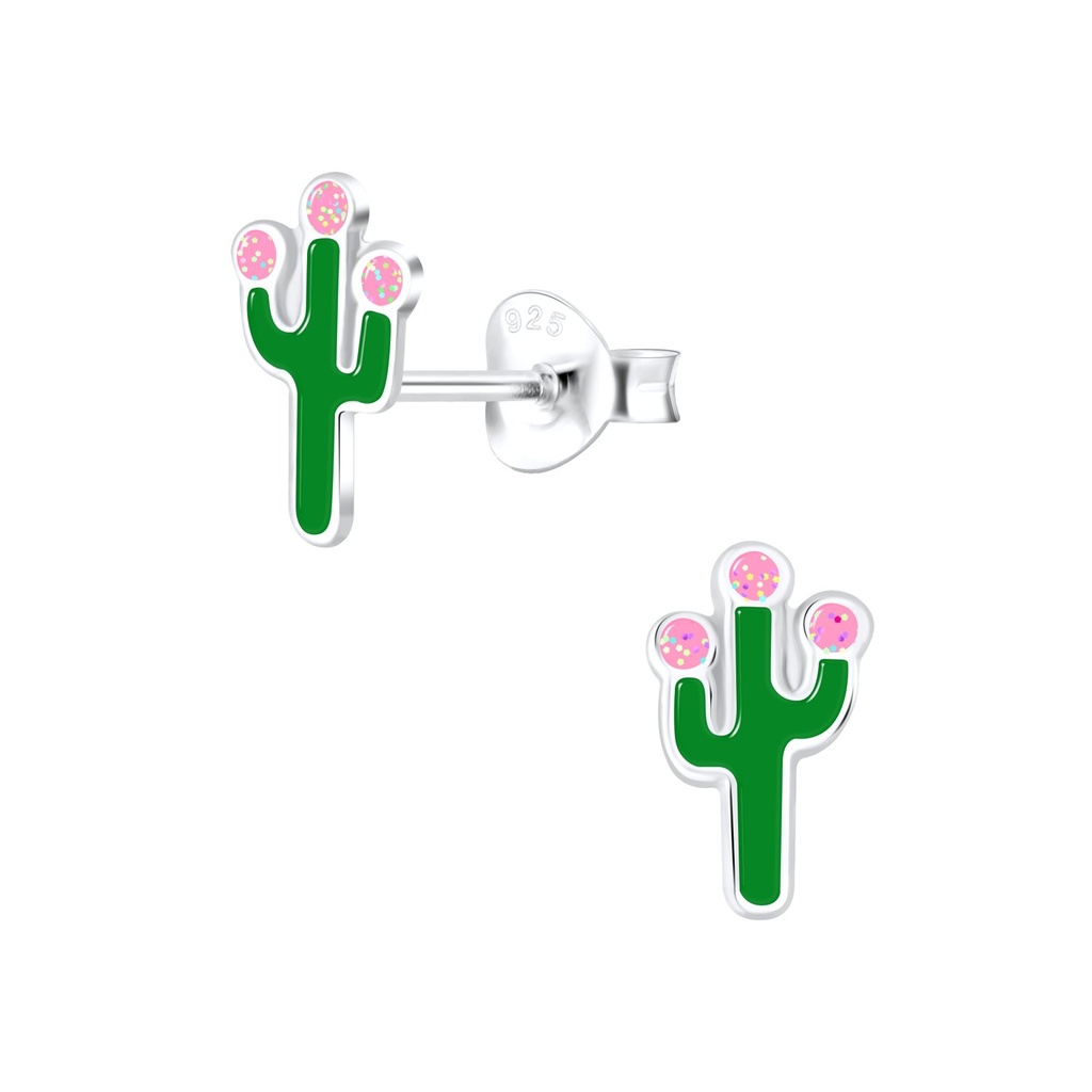 Puces d'oreilles cactus en argent