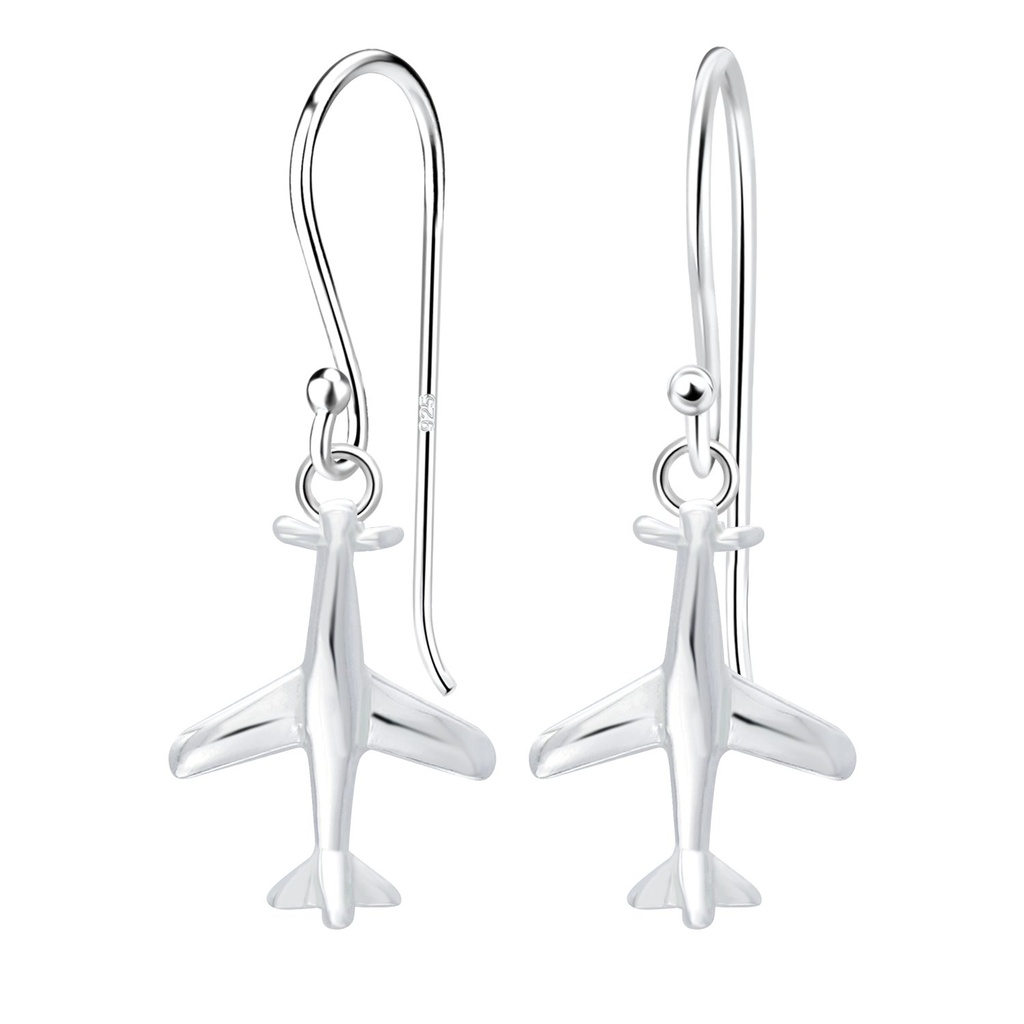[10006186] Boucles d'oreilles avion en argent