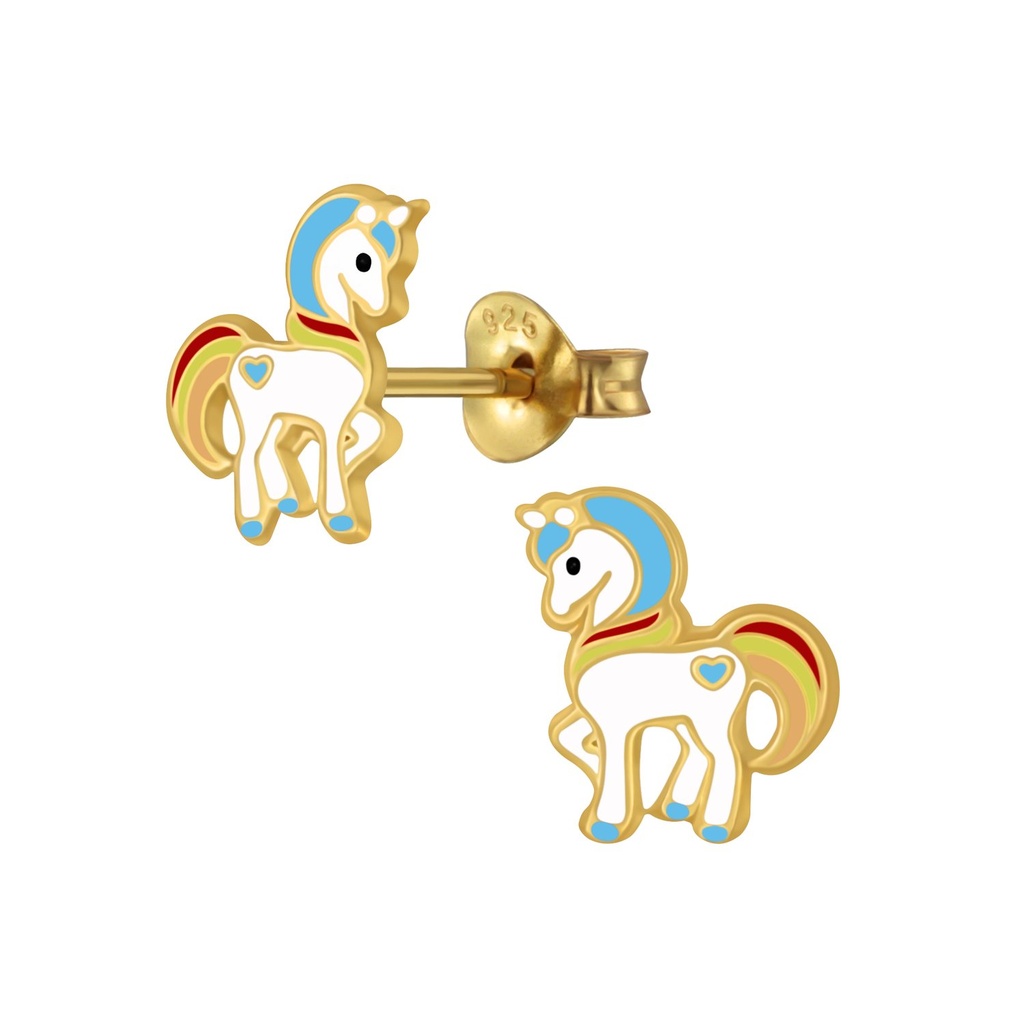 Silver Unicorn Stud Earrings