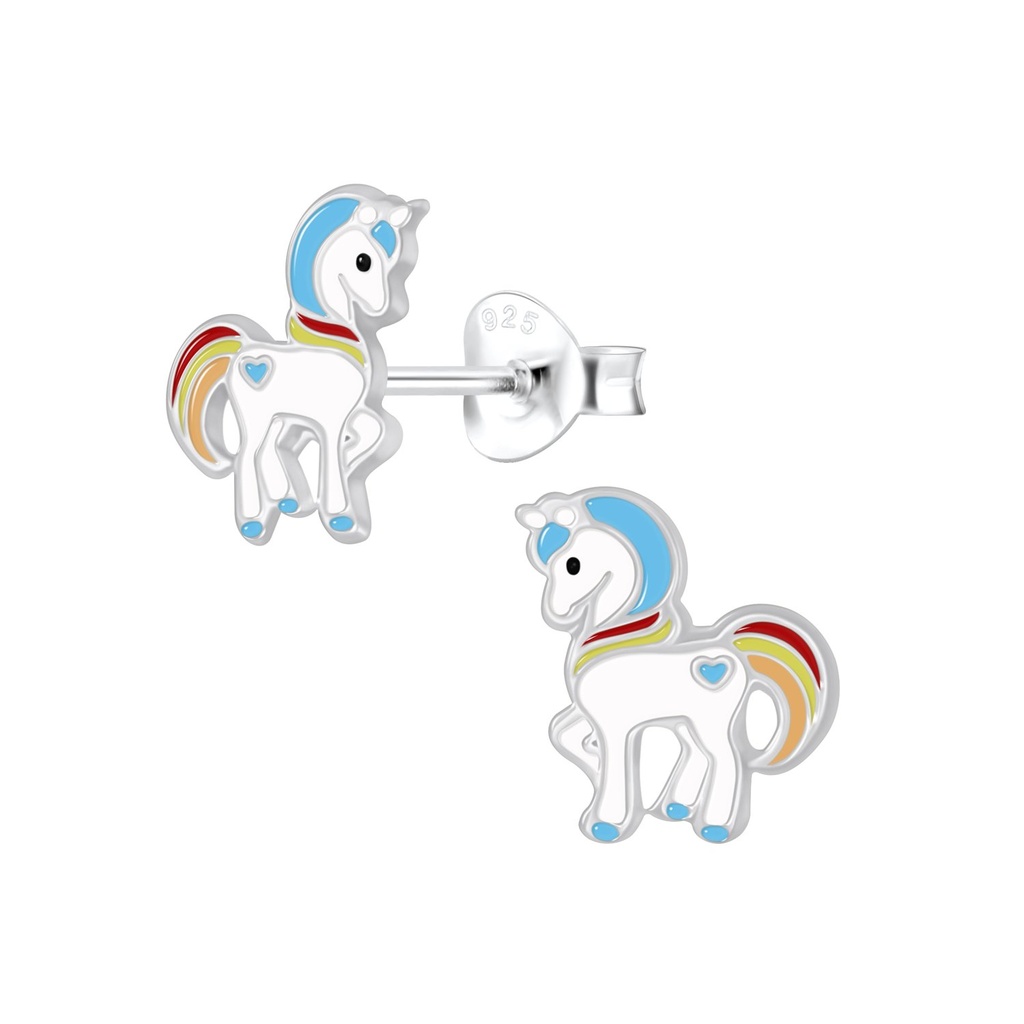Silver Unicorn Stud Earrings