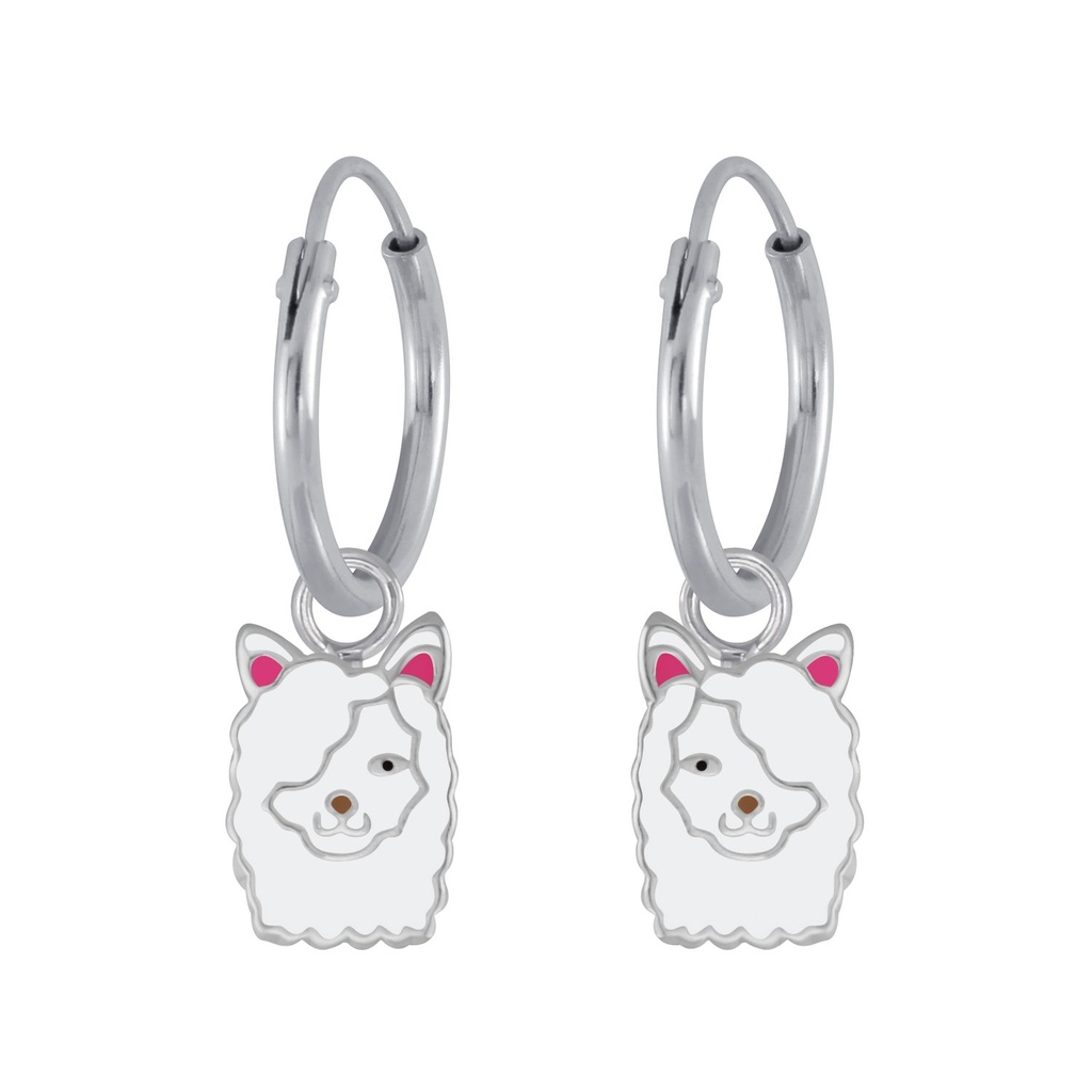 Silver Llama Charm Hoop Earrings