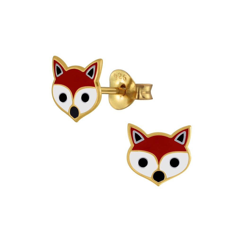 [10005742] Silver Fox Stud Earrings
