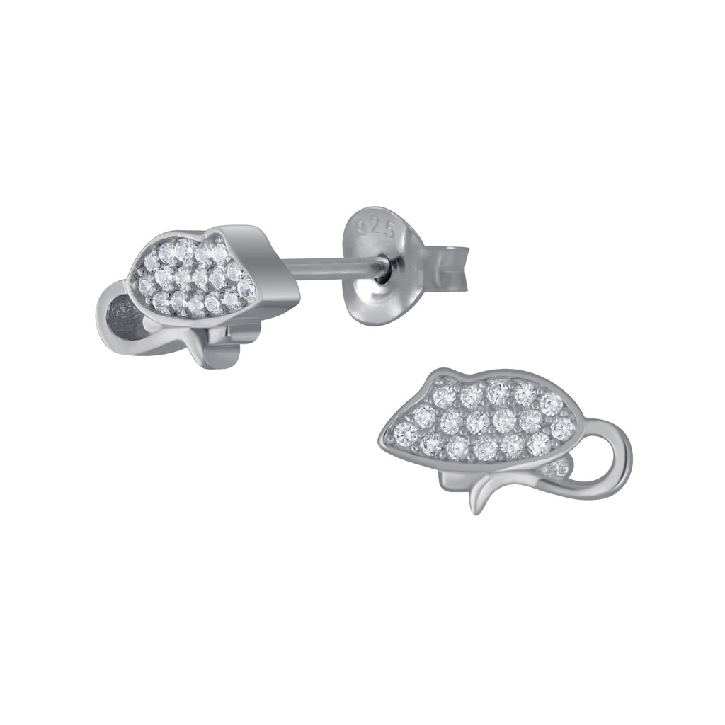 Puces d'oreilles souris en argent