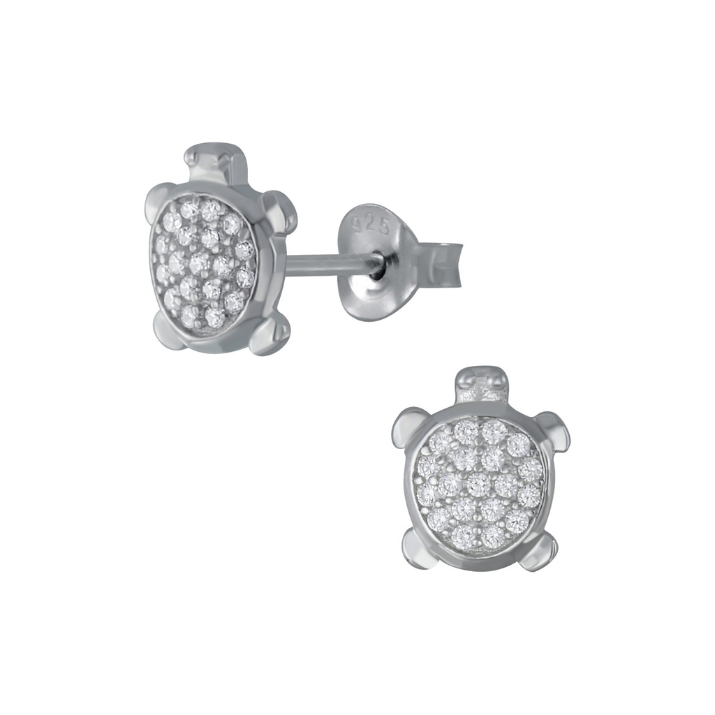 Silver Turtle Stud Earrings